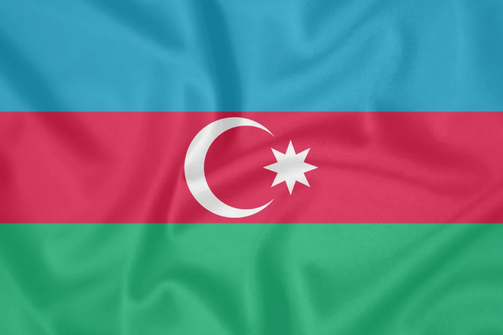 Die Flagge Aserbaidschans.