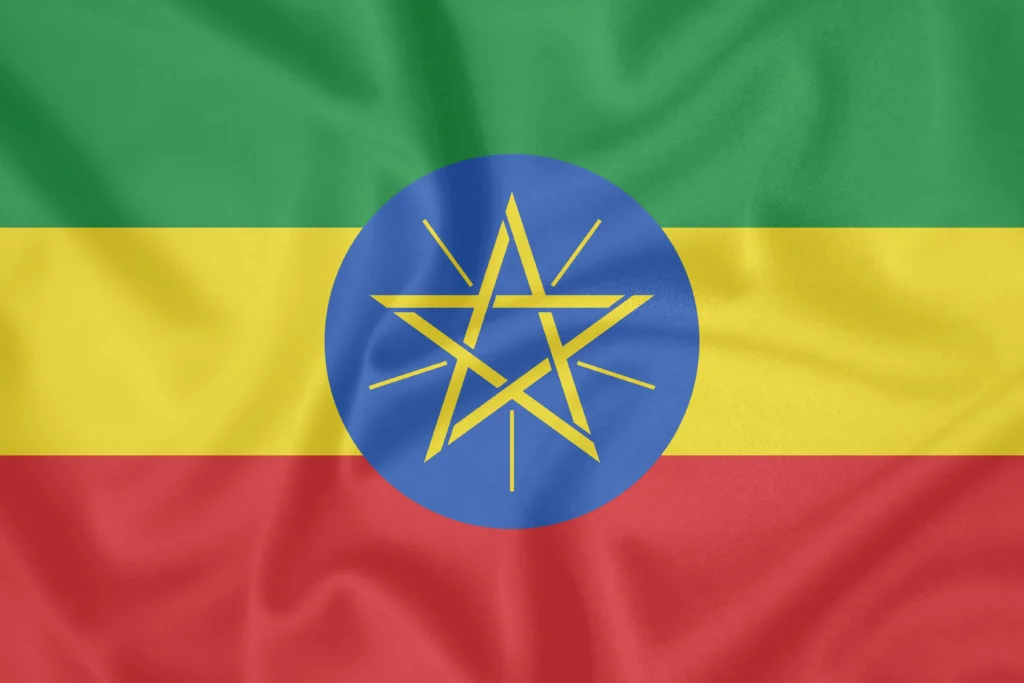 Die Flagge Äthiopiens.